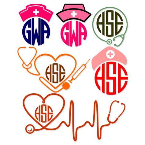 Download Free Nurse split monogram frame, medical frame SVG, PNG, EPS, DXF, PDF Images
